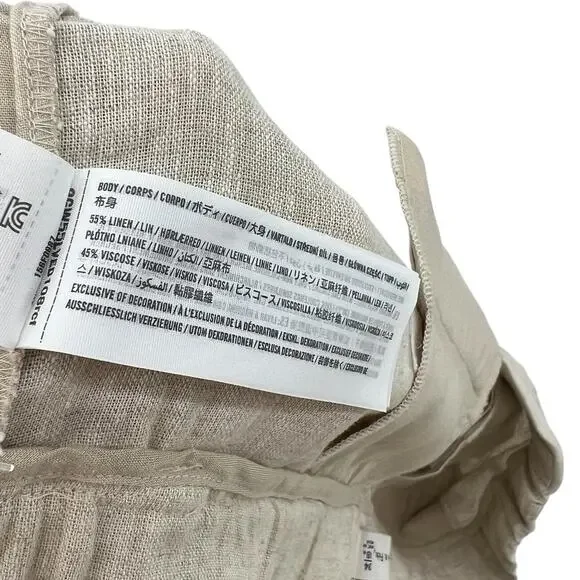 Abercrombie & Fitch Sloane Trouser Pants Linen Blend Khaki Tan Beige Size 34 18R - Picture 14 of 14